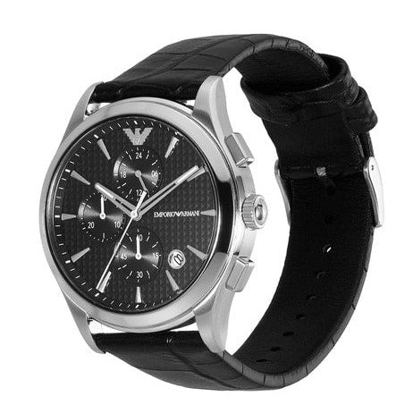 Emporio Armani Paolo Chronograph Black Dial Black Leather Strap Watch For Men - AR11530 - Image 4